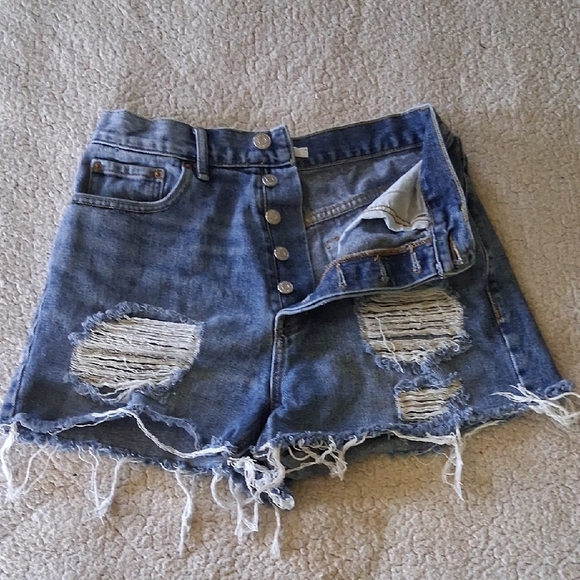 PacSun Light Blue Ripped Jean Shorts - Picture 6 of 7